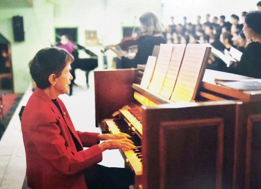 In this undated file photo, Margaret Shishak is seen accompanying the PCC choir on organ during a recital at the Bundrock Chapel Hall, Patkai. (Photo Courtesy: The Shishaks)